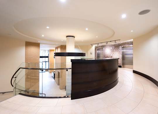 Image showing sculptural elegance. Circular forms and soft textures create a modern masterpiece of an entryway.