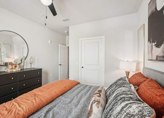 Furnished bedroom in model apartment home
