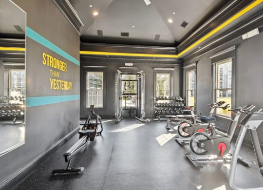 the gym at the legend at park ten apartments in houston