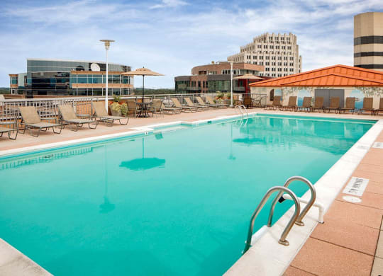 Rooftop pool with sundeck at The Metropolitan Bethesda MD