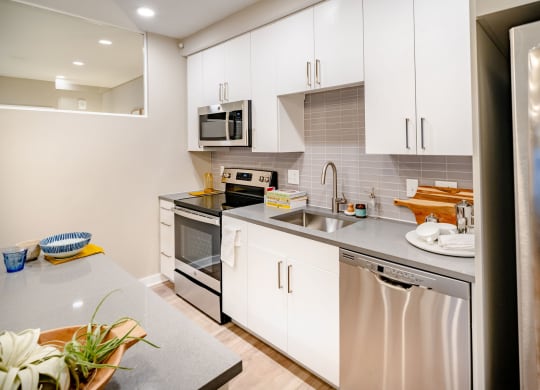 Kitchen with stainless steel appliances