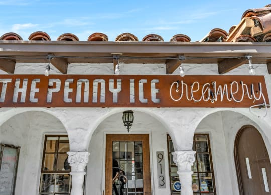 the penny ice cream building with a sign on the front of it