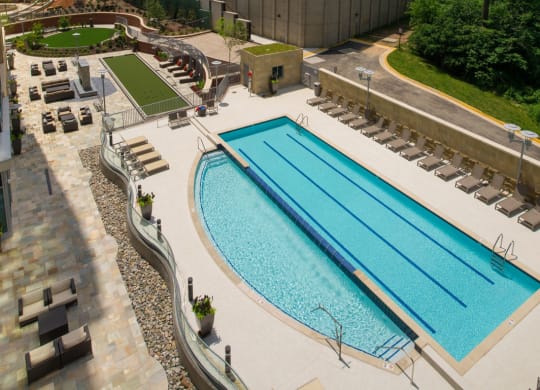 Expansive Outdoor Pool and Bocce Court