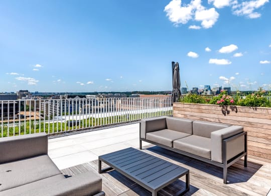 Outdoor couches on rooftop