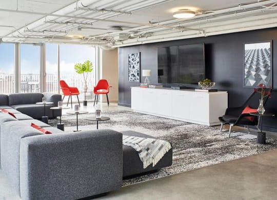 a living room with couches and a tv