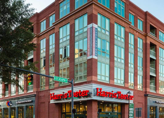 A red building with a sign that says