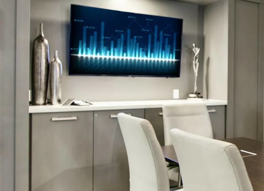 Conference room with large table and seating