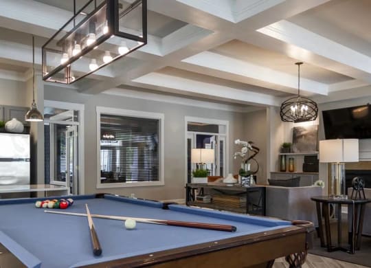 Game Lounge with Billiards Table and pendant lighting at Chesapeake Ridge, North East, Maryland