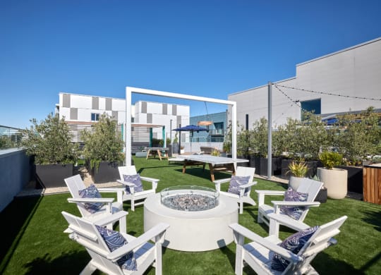 Roof deck fire pit