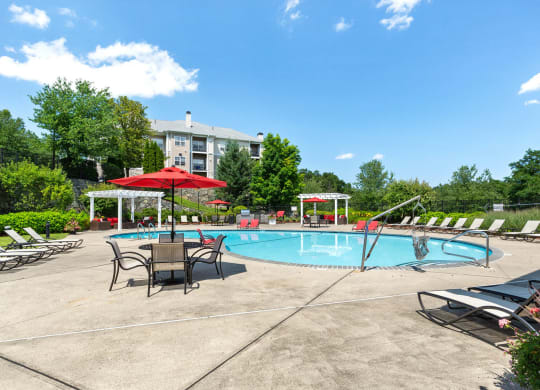 our apartments have a resort style pool and patio