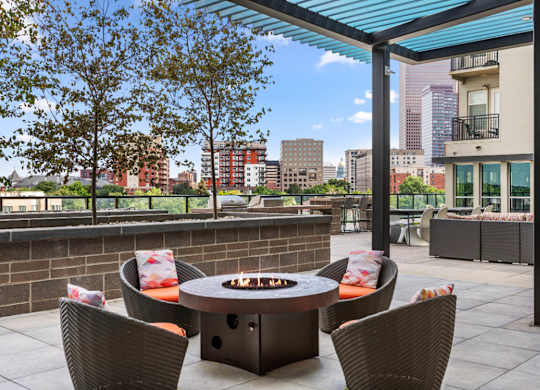 Courtyard with firepit at Arapahoe Square.