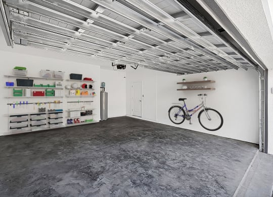 a bike parked in a garage