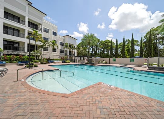 Pool deck with cabanas and lounge seating