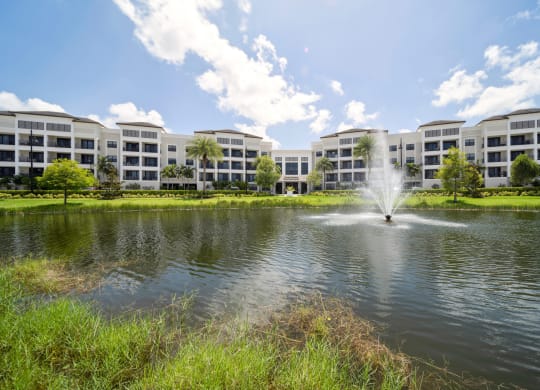 Serene pond right outside the front entrance