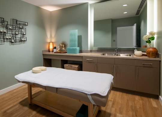 Massage room with bed