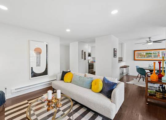 Sunnyvale apartment dining space connected to kitchen and living room