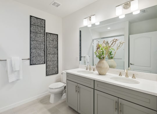Double vanity in primary bathroom at  Martinique Lakewood Ranch model home