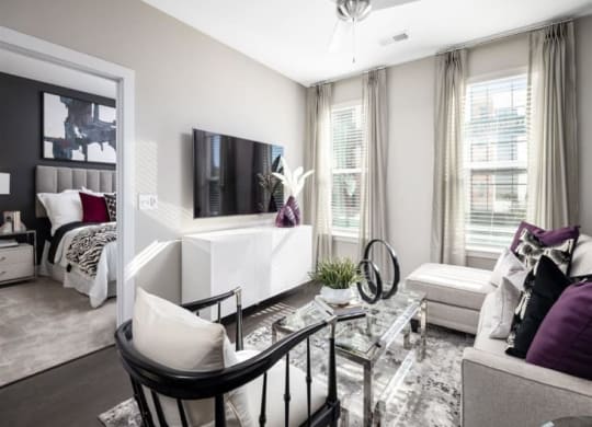 Living Room With Television at Cameron Square, Alexandria, 22304