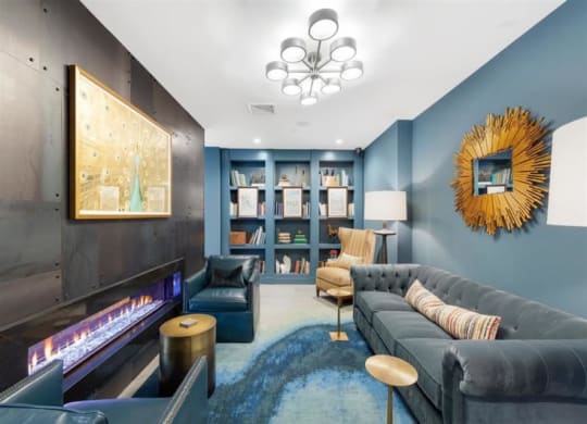 Reading Room With Fireplace at Cameron Square, Alexandria, VA, 22304