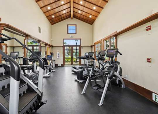 Fitness center with ellipticals and stationary bikes