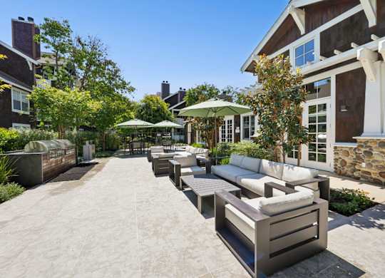 courtyard seating near pool house