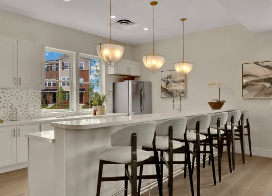 Entertainment kitchen with seating in the clubroom at Brandywine Crossing, Brandywine, MD 20613