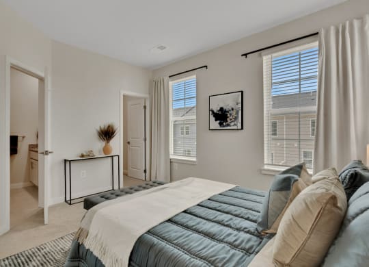Bedroom with view from bed looking to bathroom and entry at Brandywine Crossing, Brandywine, MD 20613