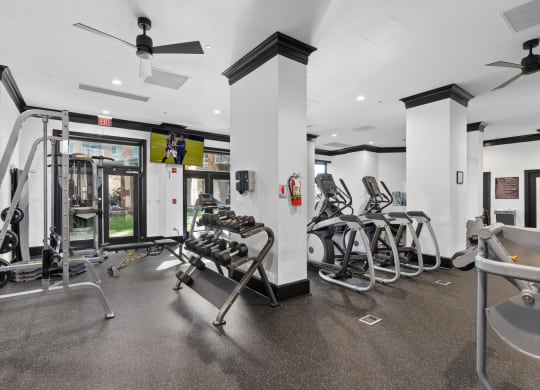 the gym at the flats at big tex apartments