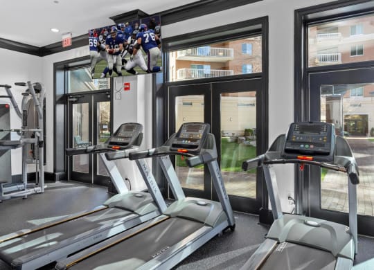 the gym at the flats at big tex apartments
