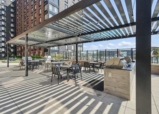 Rooftop grills and dining tables