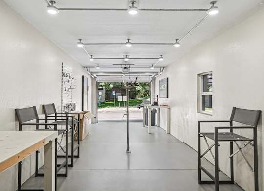 A bike garage space for residents to fix their bikes at The Magwood in Boulder, Colorado.