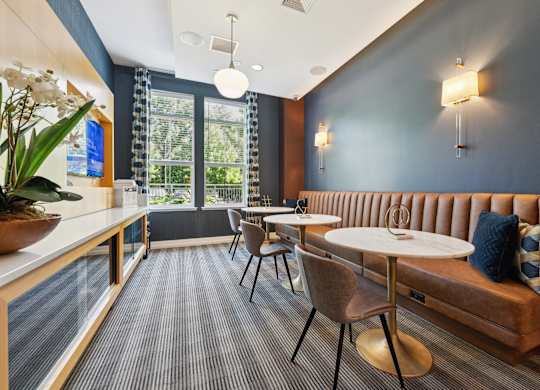 Business center with seating and TV