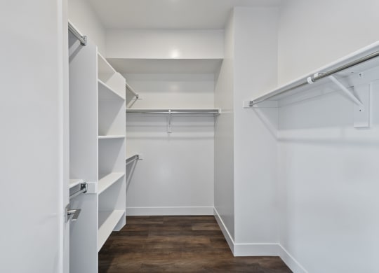 Walk in closet with built in shelving