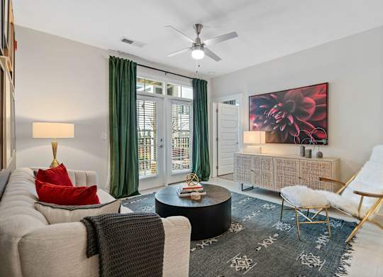 Bright Living Room at 198 Milltown Apartments, Burlington, North Carolina