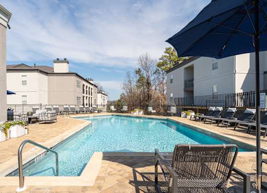 resort style pool and lounge chairs at WildForest Apartments, Birmingham, 35209
