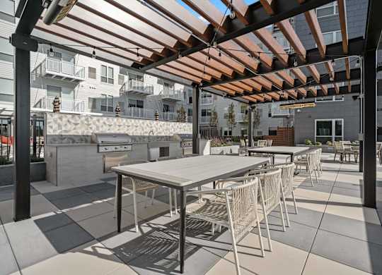 Community Patio at The Hallon Apartments, Hopkins, Minnesota, 55343