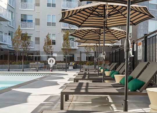 Poolside Relaxing Chairs at The Hallon Apartments,  Hopkins, MN