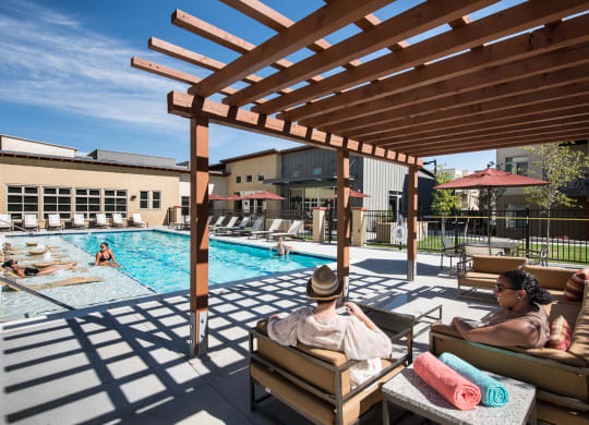 Swimming Pool and Sun Deck at 8000 Uptown Apartments in Broomfield, CO