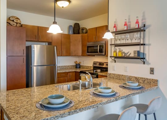Kitchen Island at The Enclave Luxury Apartments