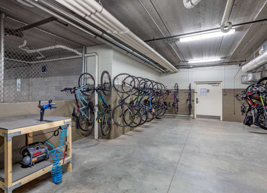 Bike storage and repair room at The Enclave Luxury Apartments