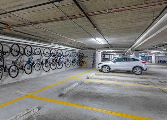Parking garage and bike storage at The Enclave Luxury Apartments