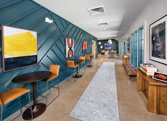 hallway with seating in the clubhouse