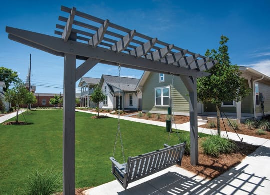 courtyard with bench swing
