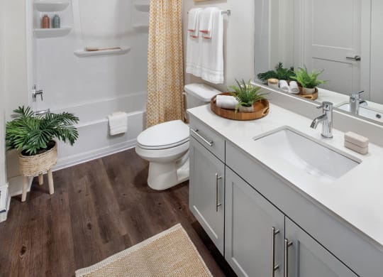 bathroom and stand up shower at the cottages
