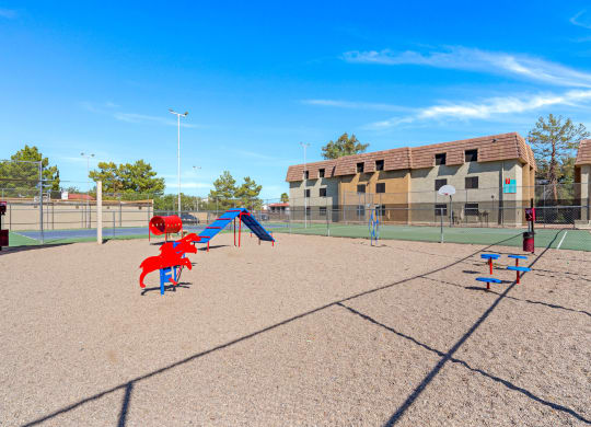 Outside Dog Park with play equipment at Verde Apartments, Tucson, AZ