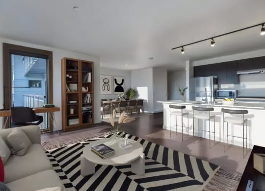 Ballard Lofts Apartment Amenities Open Kitchen to Living Room Concepts