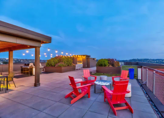Ballard Lofts Outdoors Open Air Party Patio with Fire Pits and Seating Areas