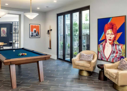 Broadstone Upper Westside Community Entertainment Game Room with Billiards