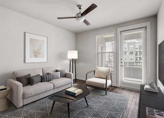 Gateway Arvada Ridge Cozy Living Area with Large Windows and Contemporary Finishes