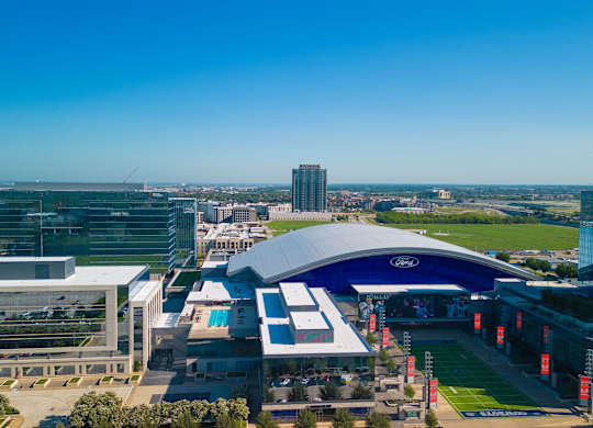 Aerial View of The Star and Ford Center Near Domain at The Gate